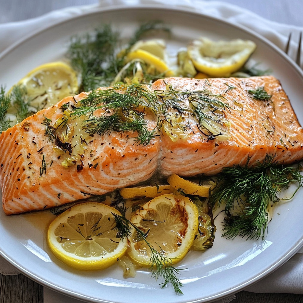Recipe preparation for Sheet Pan Baked Salmon & Cabbage with Lemon Dill Sauce
