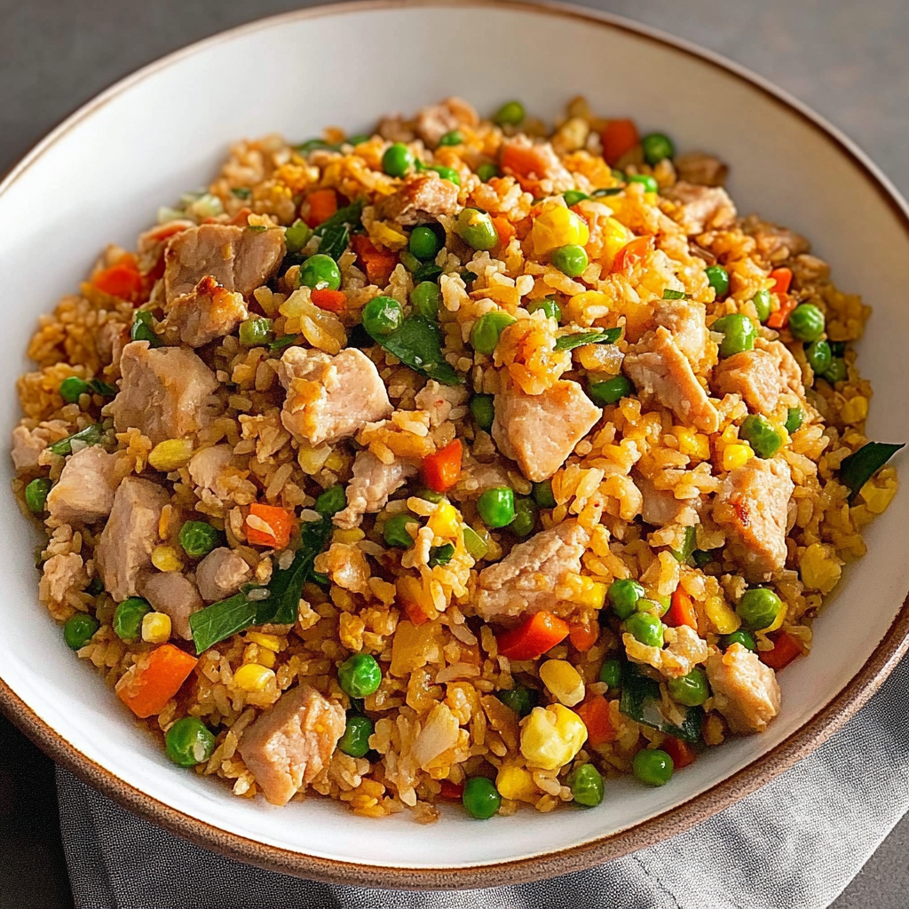 Recipe preparation for Pork Fried Rice with Summer Peas