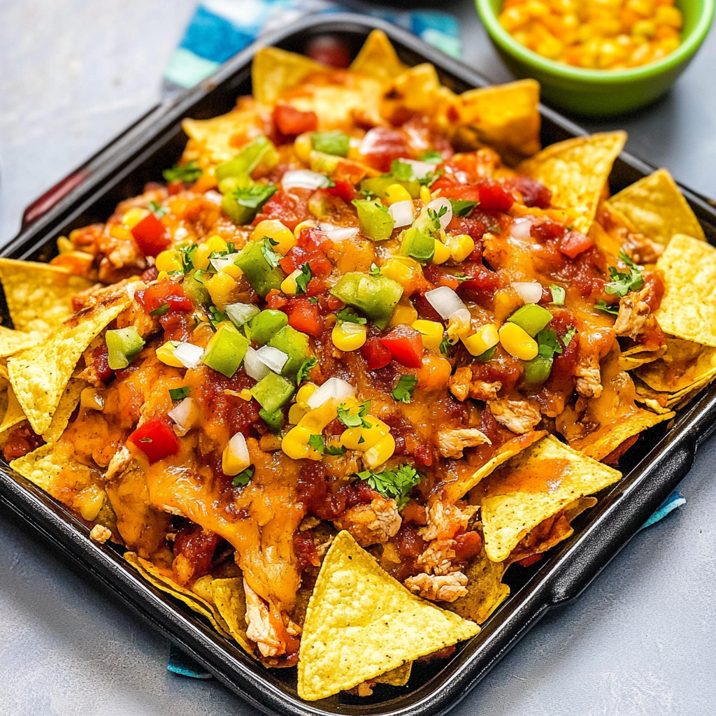 Recipe preparation for Grilled BBQ Chicken Nachos (Quick Broil)