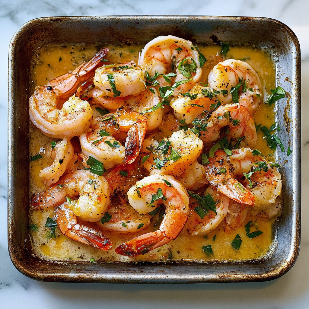 Recipe preparation for Sheet Pan Shrimp Scampi for One