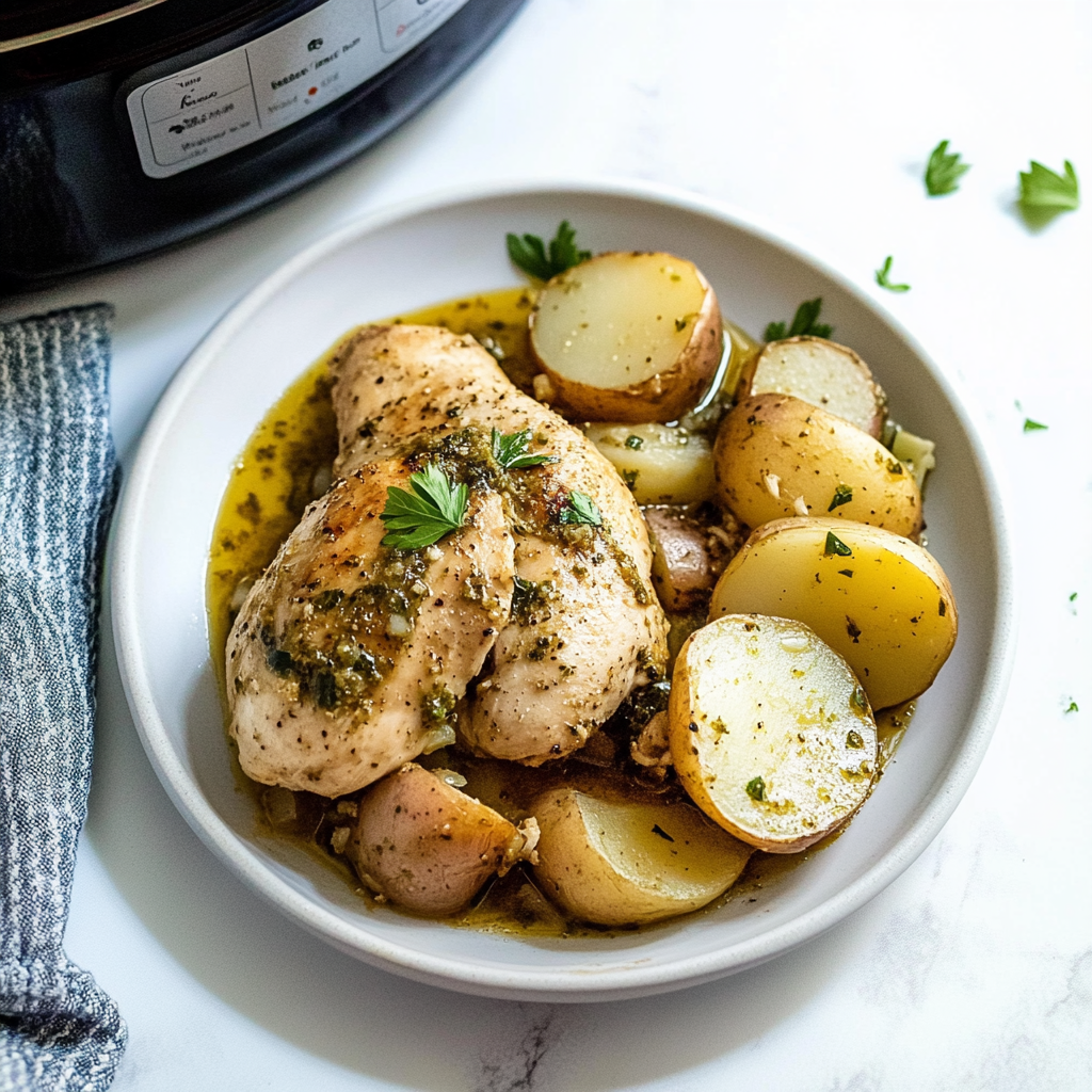 Recipe preparation for Instant Pot Pesto Chicken and Potatoes
