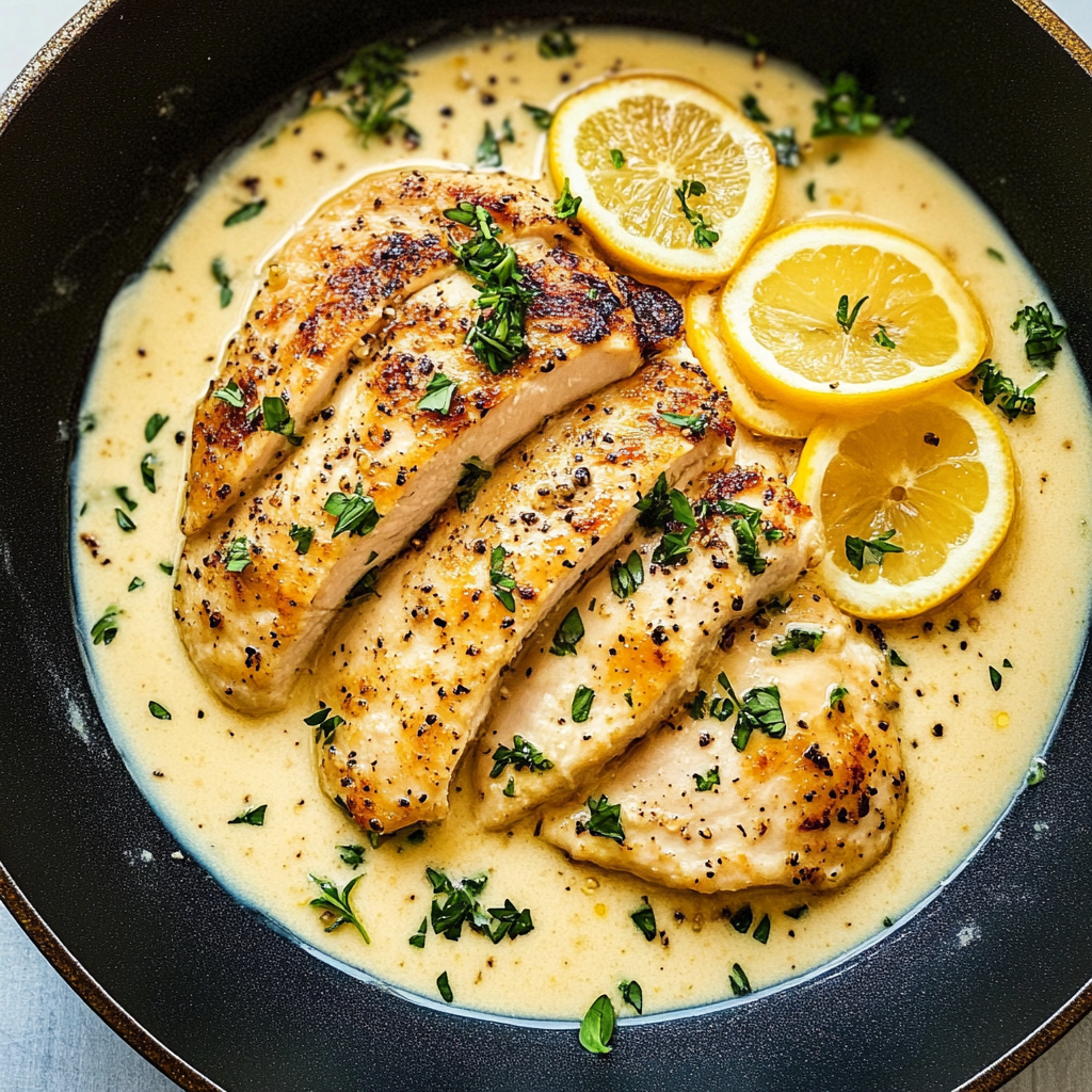Recipe preparation for Creamy Lemon Herb Chicken