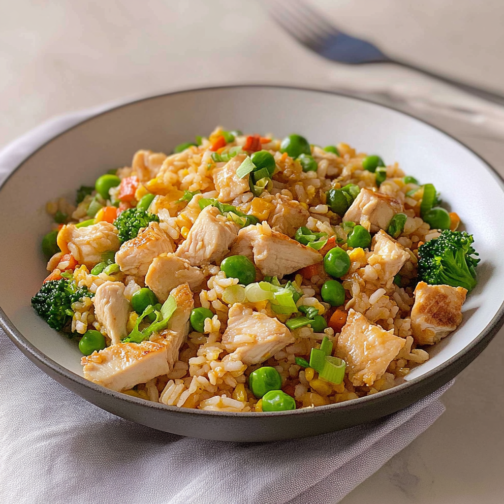 Recipe preparation for Chicken Fried Rice (Summer Veggie Loaded)