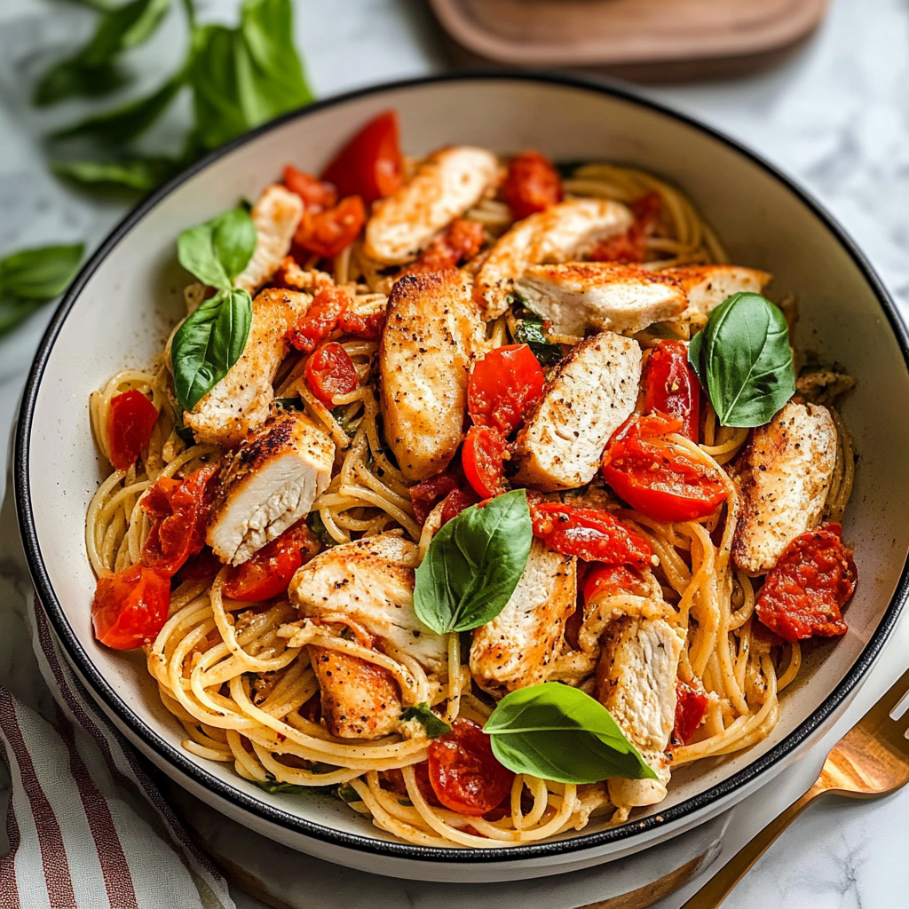 Recipe preparation for Instant Pot Bruschetta Chicken Pasta