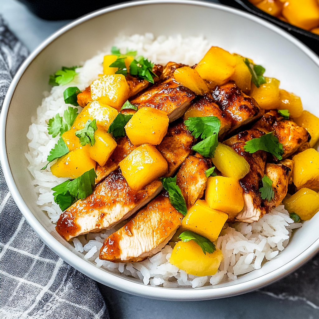 Recipe preparation for Mango Chicken Teriyaki Skillet