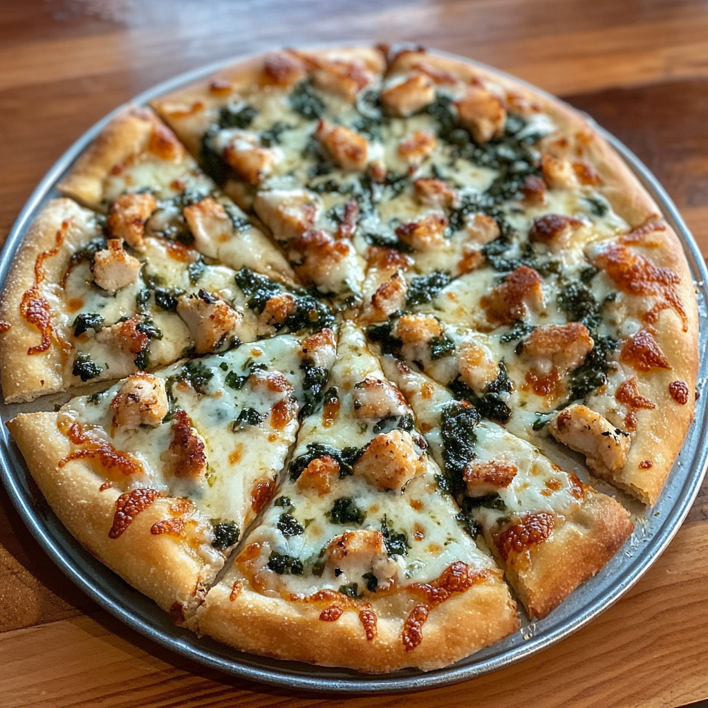 Recipe preparation for Garlic Chicken White Pizza