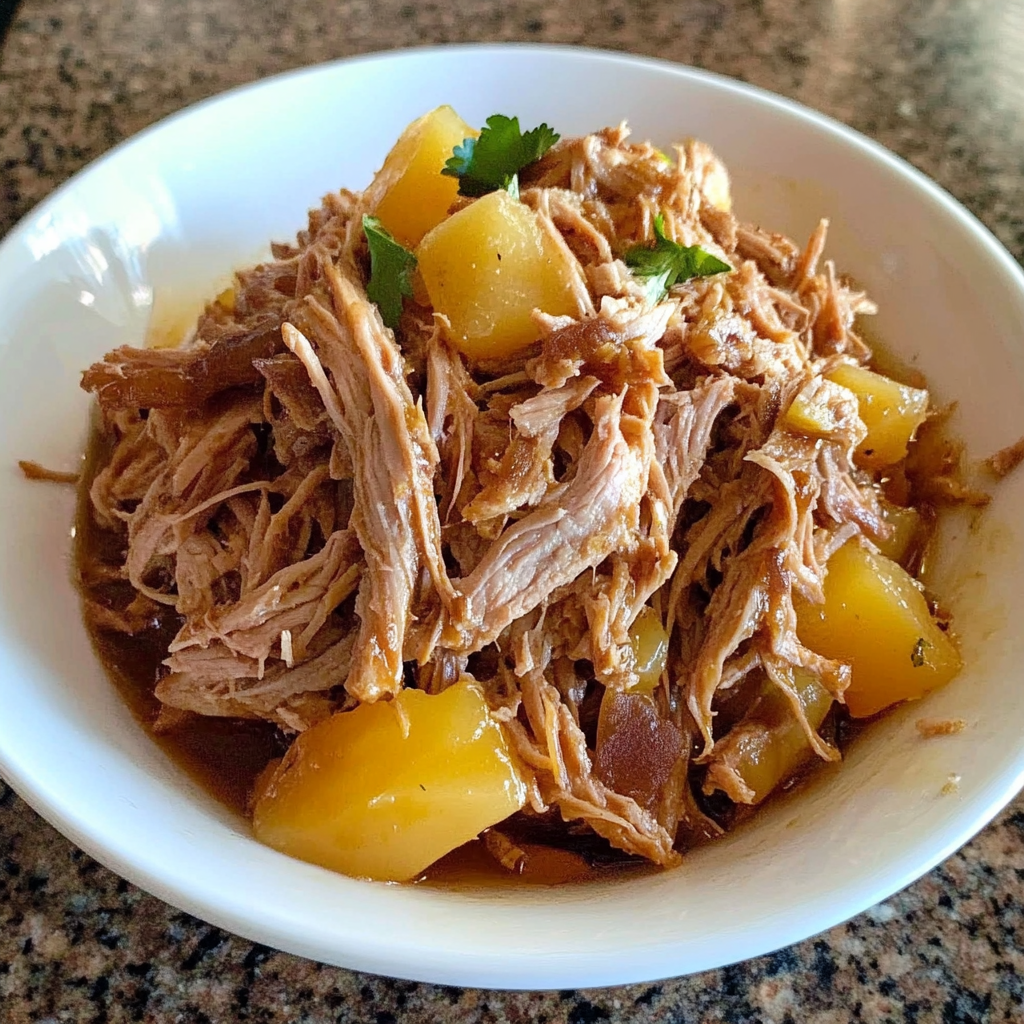 Recipe preparation for Slow Cooker Kalua Pig (Hawaiian-style pulled pork)
