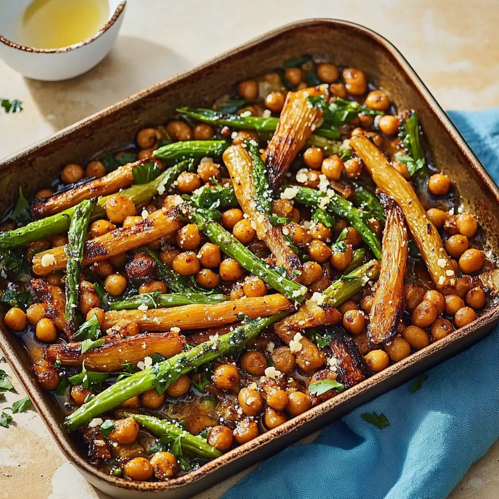Recipe preparation for Sheet-Pan Balsamic-Parmesan Roasted Chickpeas