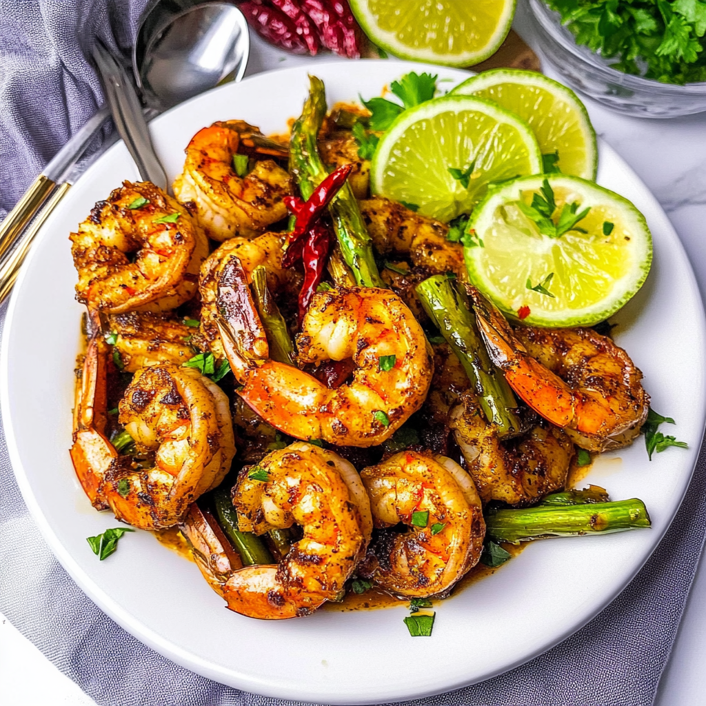 Recipe preparation for Sheet-Pan Shrimp & Asparagus with Chili-Lime
