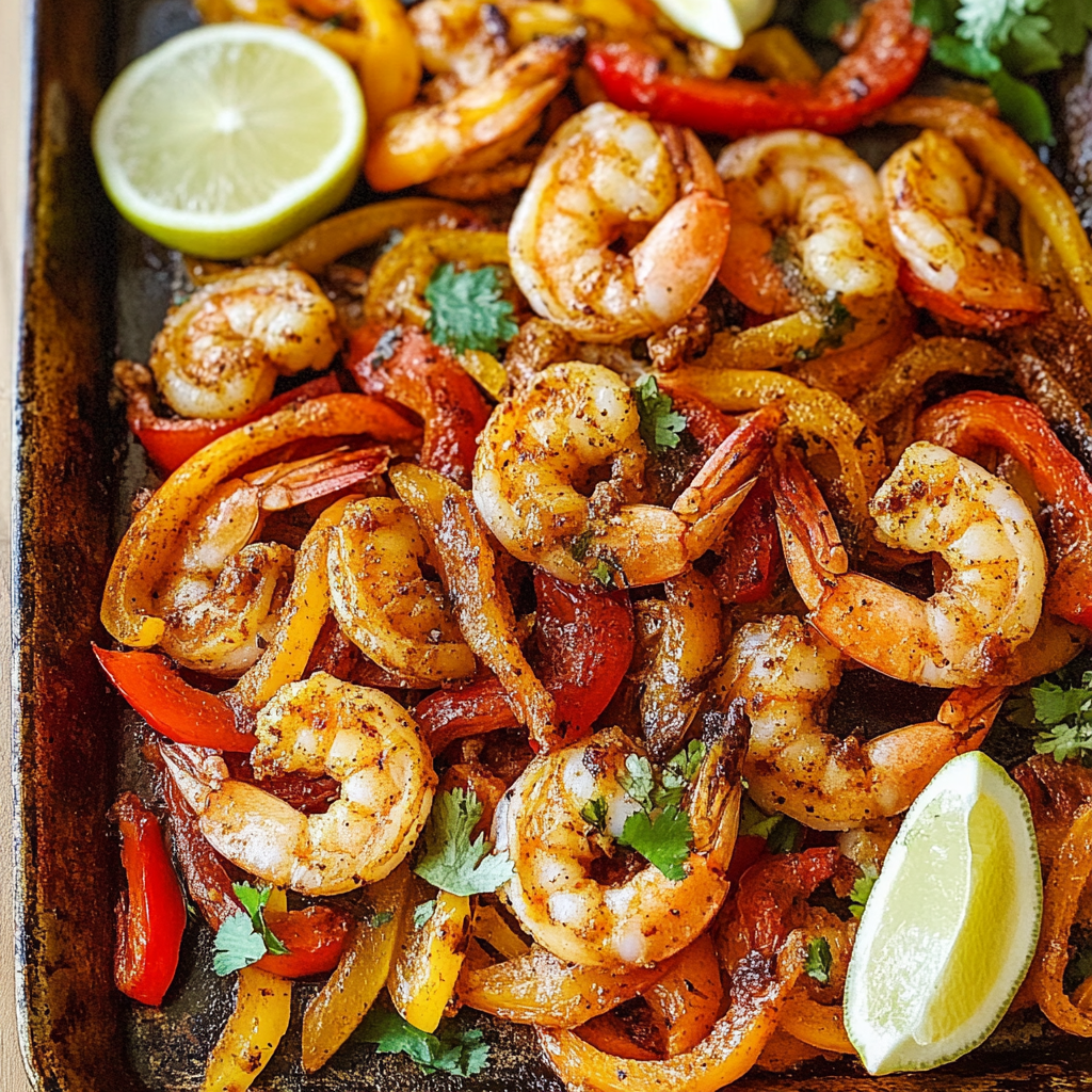 Recipe preparation for One Pan Shrimp Fajitas