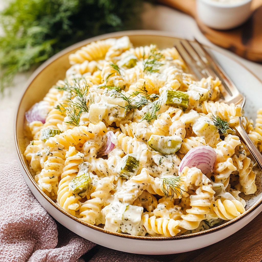 Recipe preparation for Instant Pot Dill Pickle Pasta Salad