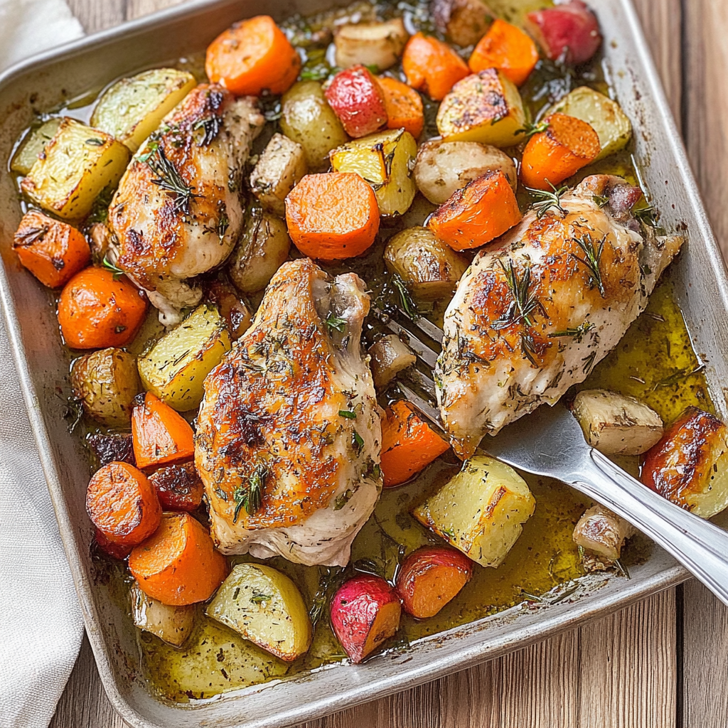 Recipe preparation for Crispy Oven-Roasted Rosemary Chicken with Sausage and Summer Squash