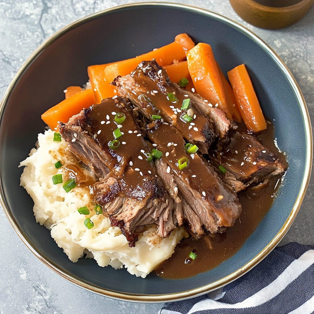 Recipe preparation for Slow Cooker Asian-Inspired Short Ribs (serve with slaw)
