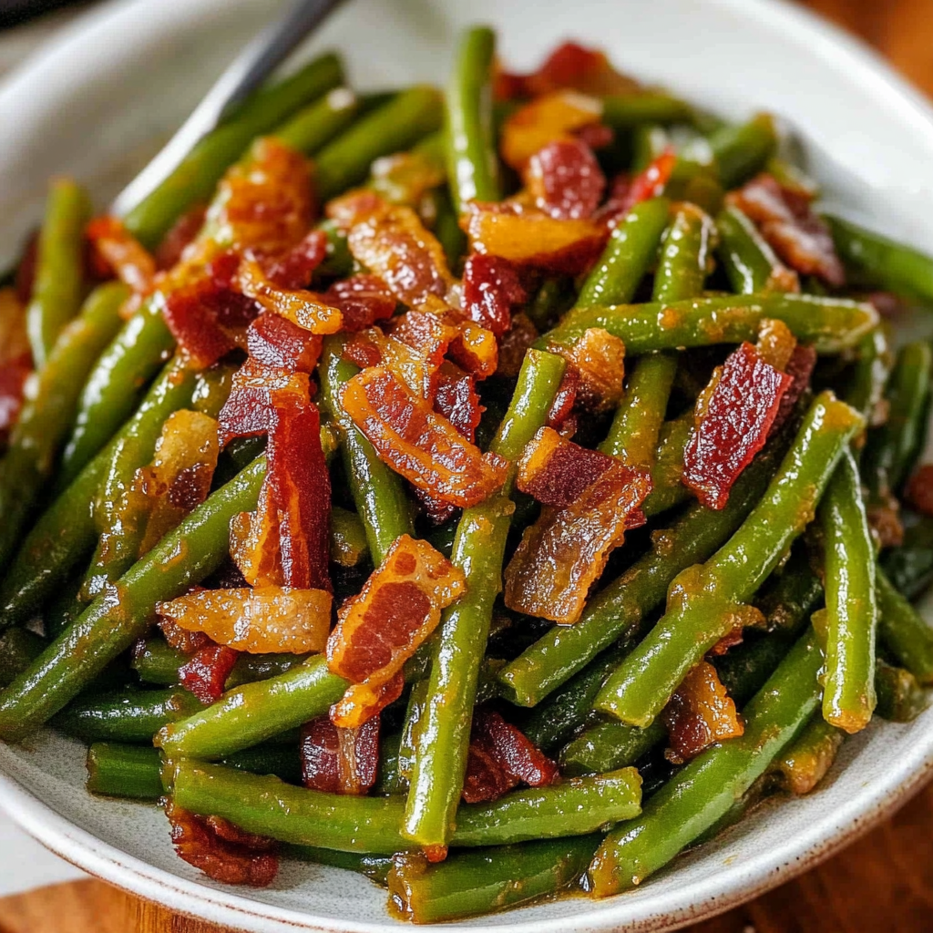 Recipe preparation for Instant Pot Green Beans with Bacon
