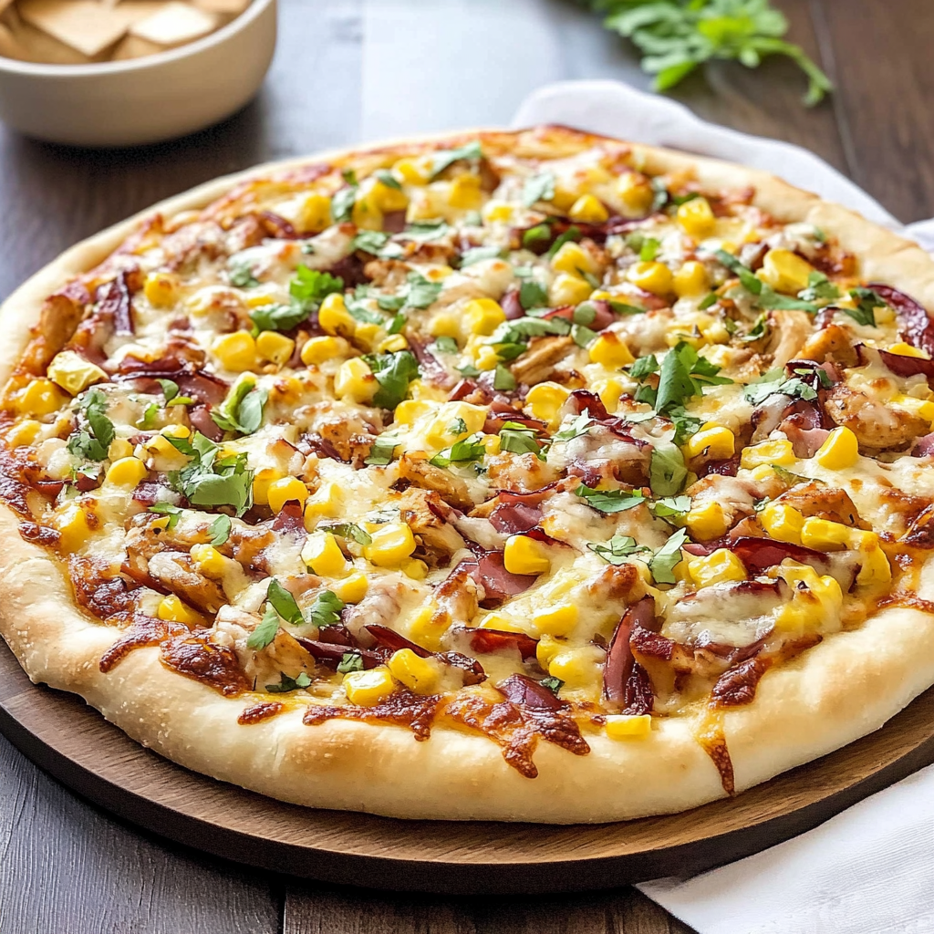 Recipe preparation for BBQ Chicken Sheet Pan Pizza with Corn and Red Onion