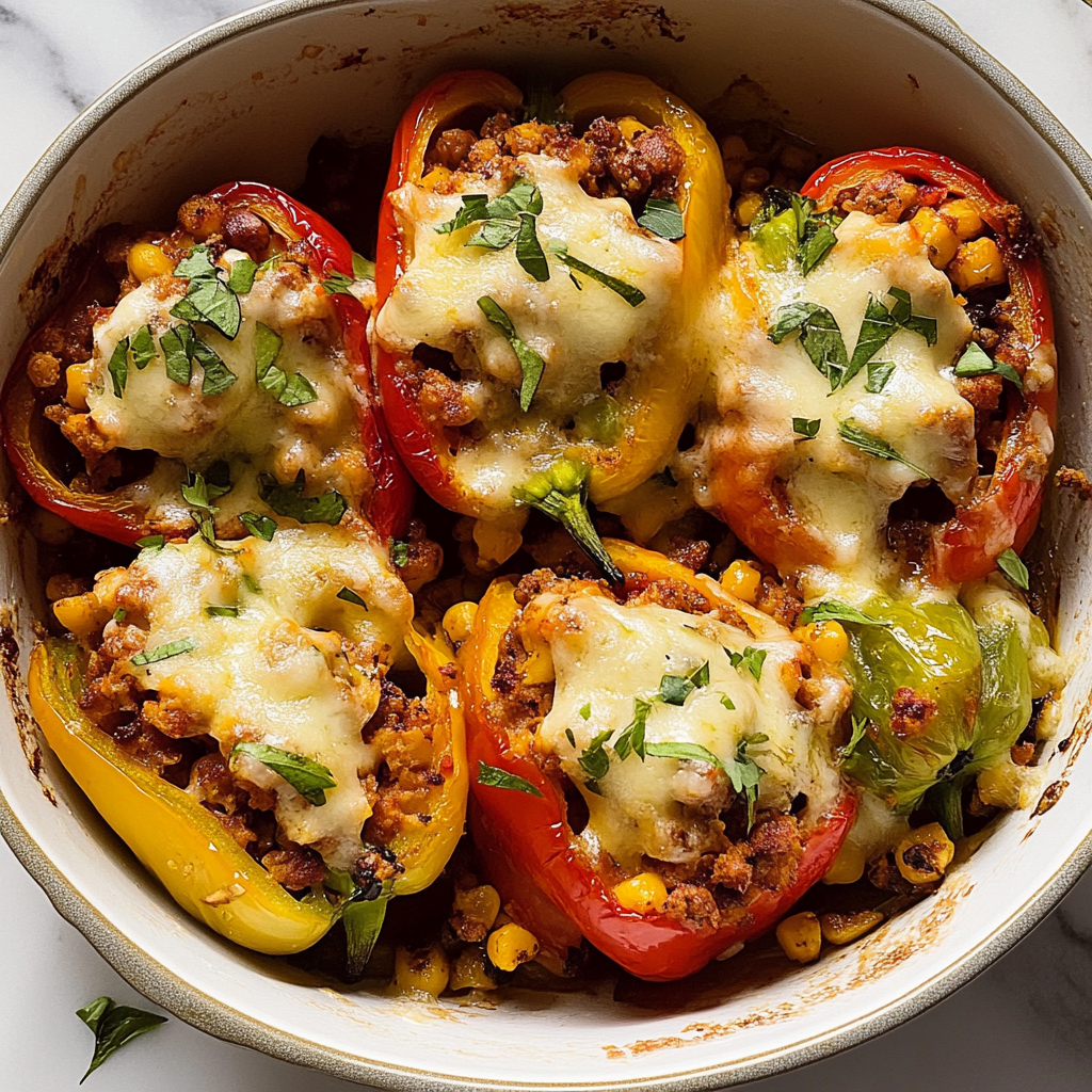 Recipe preparation for Instant Pot Stuffed Peppers (Summer Veggie Filling)