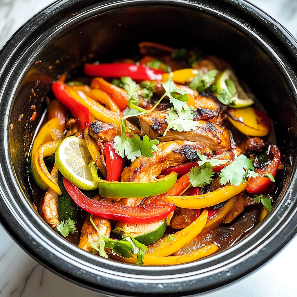 Recipe preparation for Slow Cooker Chicken Fajitas