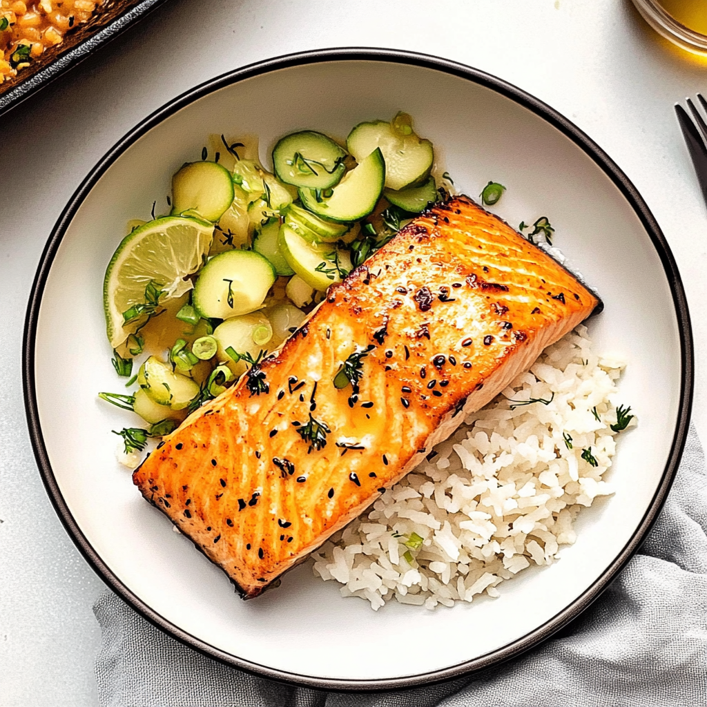 Recipe preparation for Instant Pot Lemon Dill Salmon with Rice