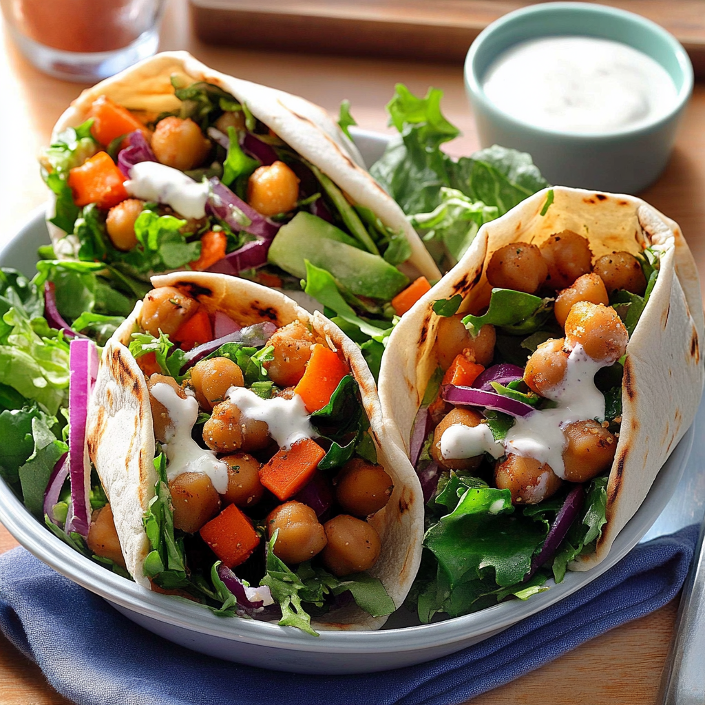 Recipe preparation for 30-Minute Mediterranean Chickpea Salad Wraps