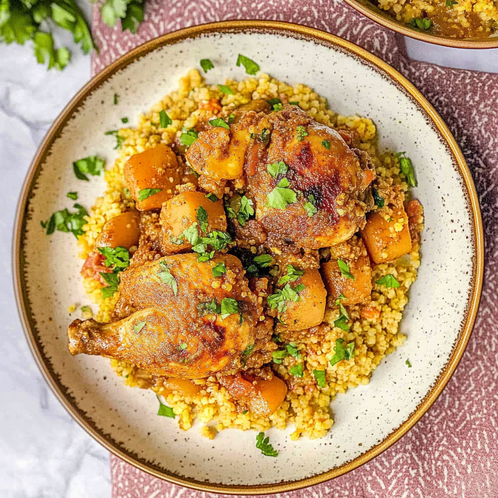 Recipe preparation for Instant Pot Moroccan Chicken with Couscous