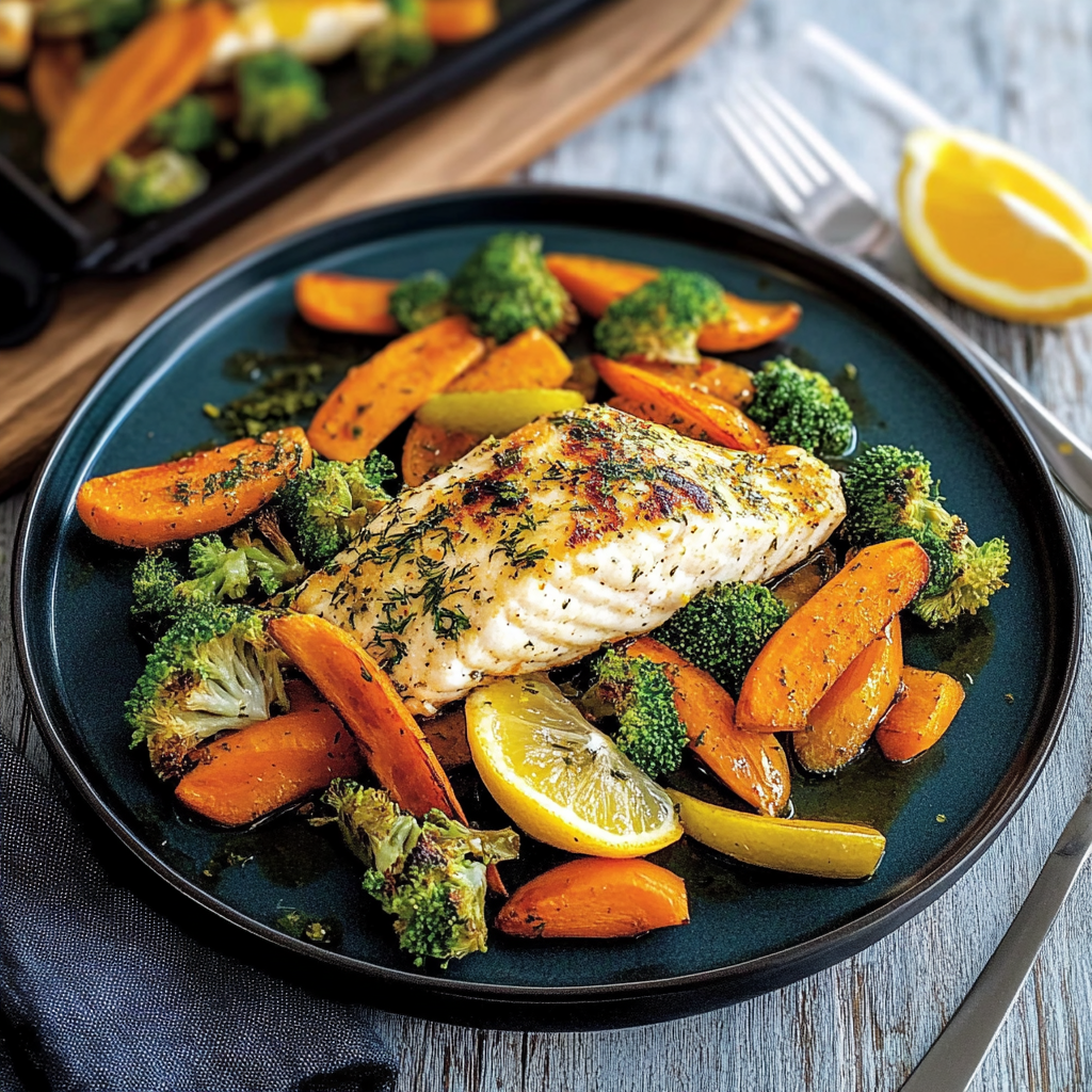 Recipe preparation for Sheet Pan Lemon Dill Tilapia with Summer Veggies