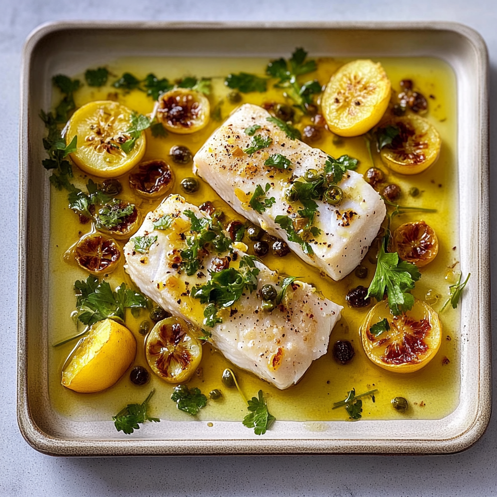 Recipe preparation for Baked Cod With Caramelized Nectarines