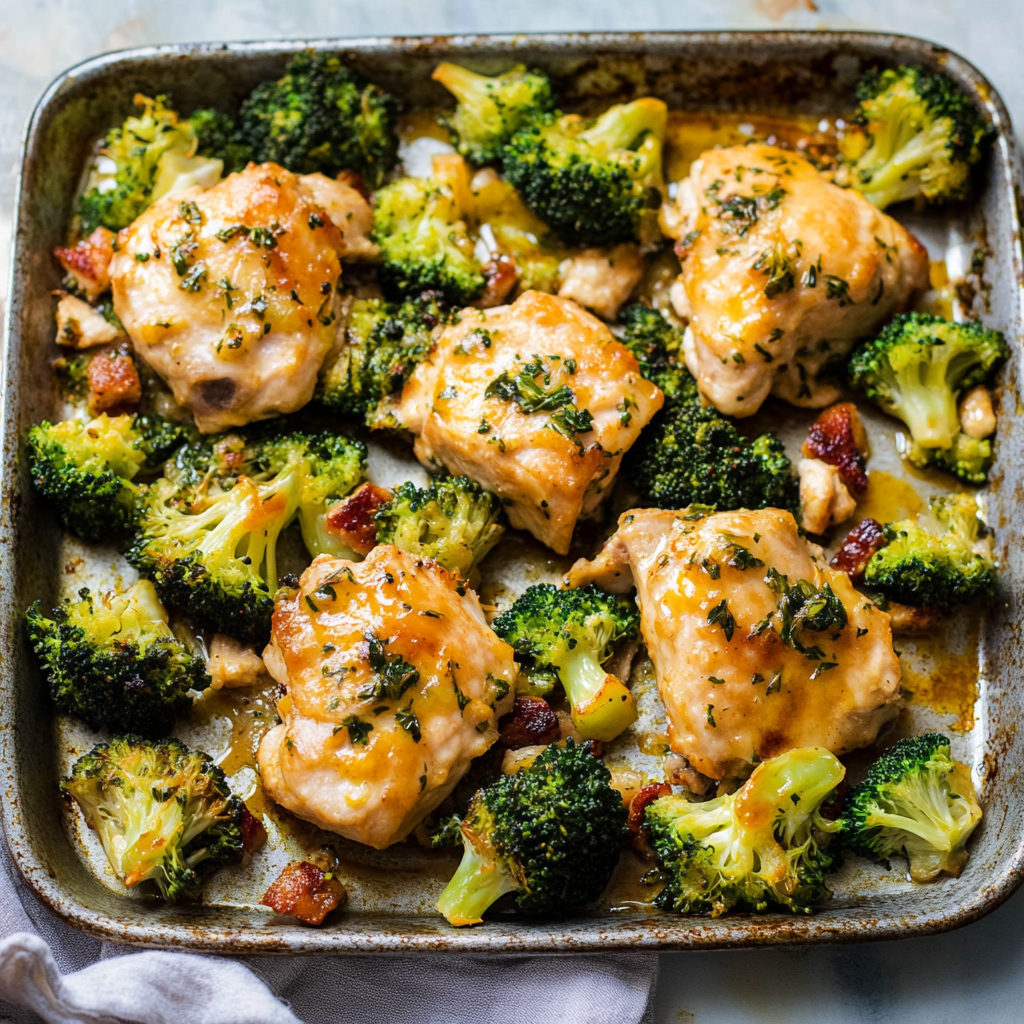 Recipe preparation for Bacon Ranch Chicken Sheet Pan Dinner with Broccoli
