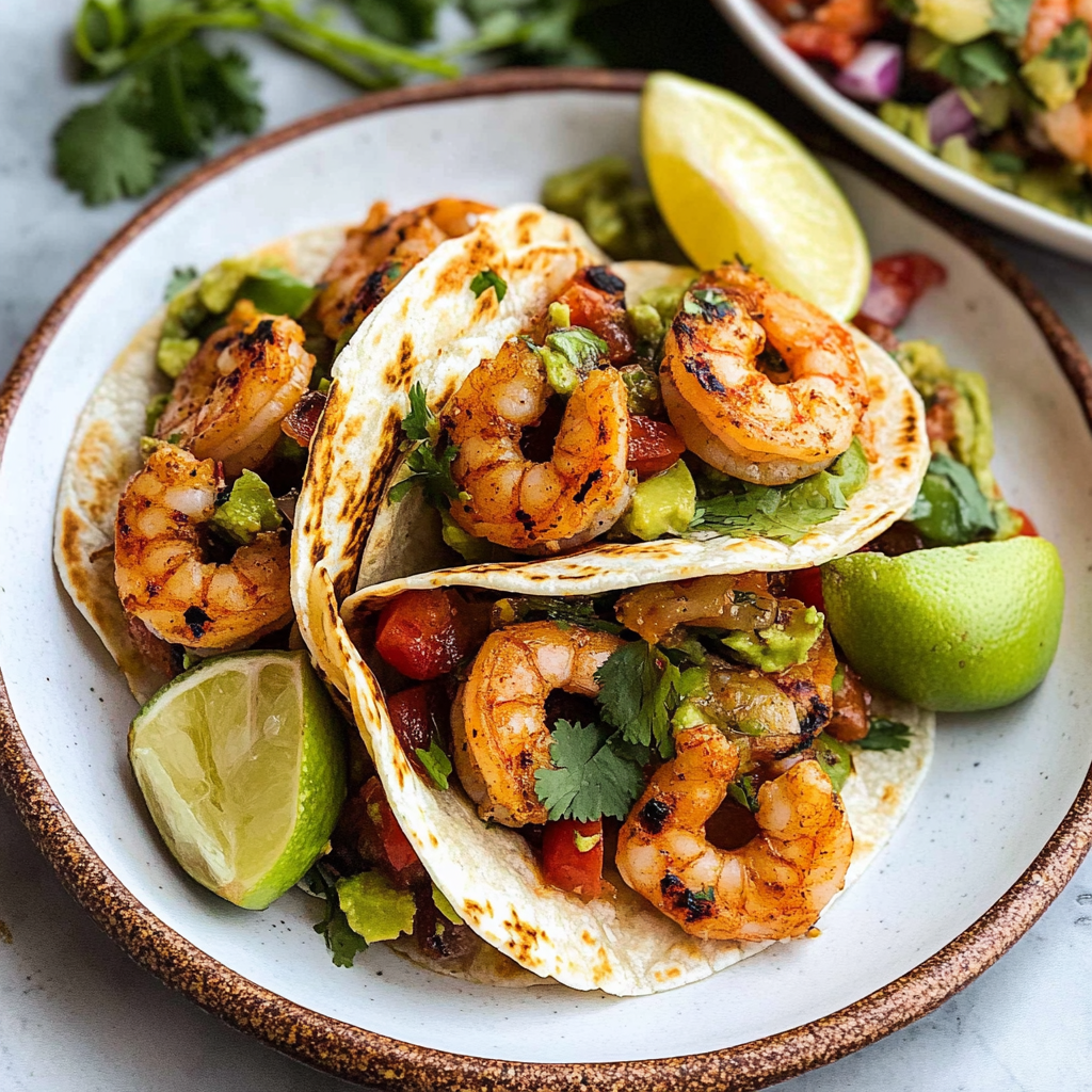 Recipe preparation for 30 minute grilled shrimp tacos