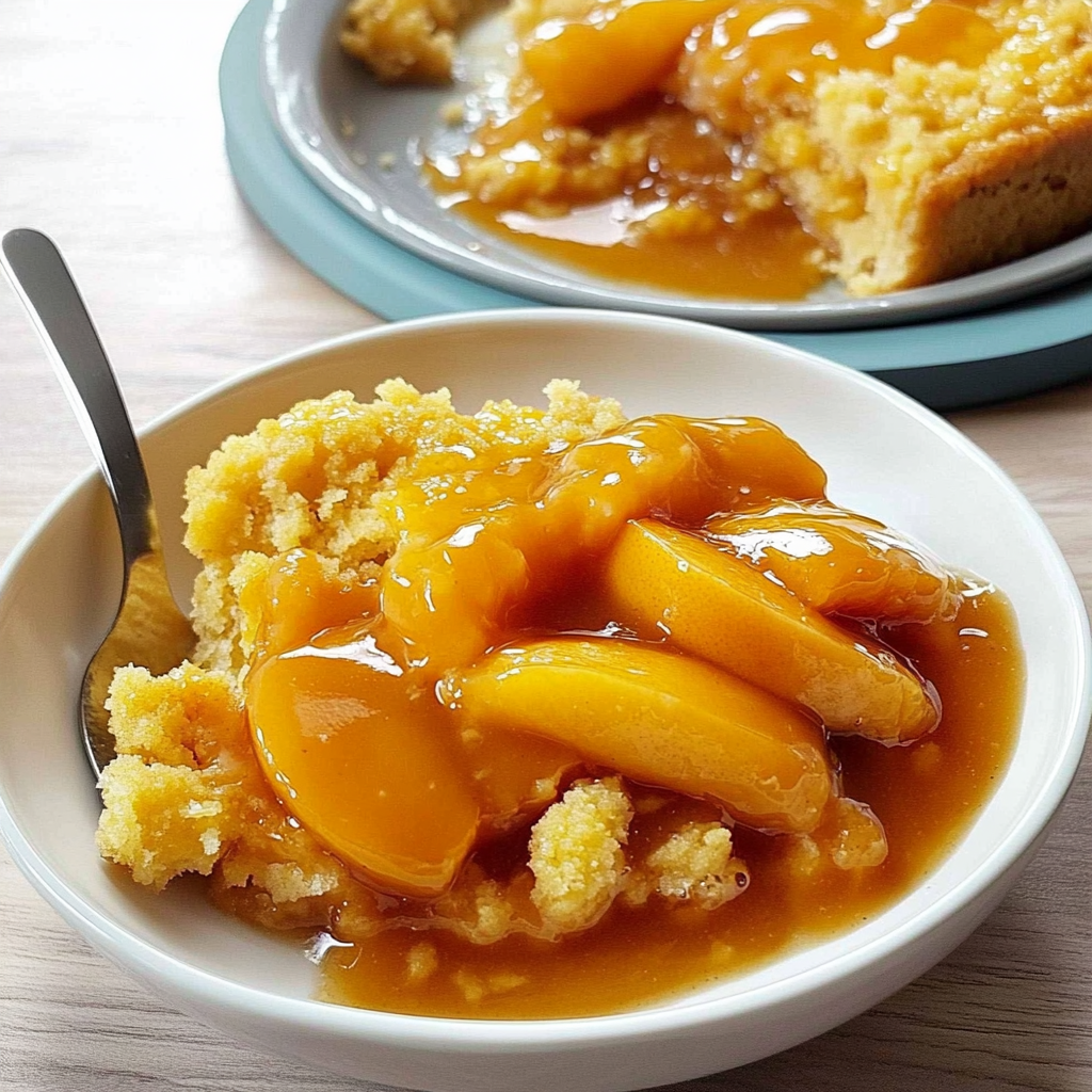 Recipe preparation for slow cooker peach cobbler