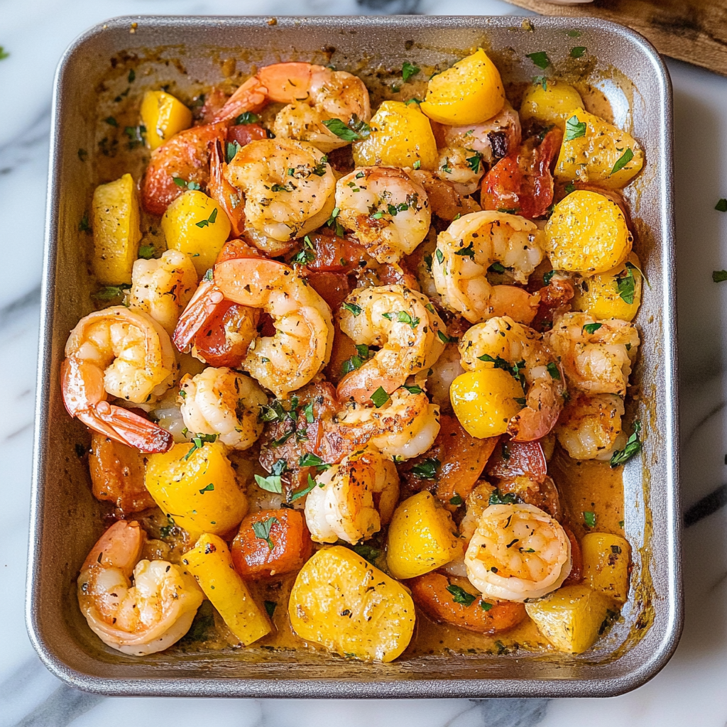 Recipe preparation for sheet pan shrimp boil