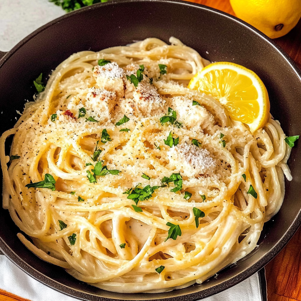 Recipe preparation for 30 minute lemon garlic pasta