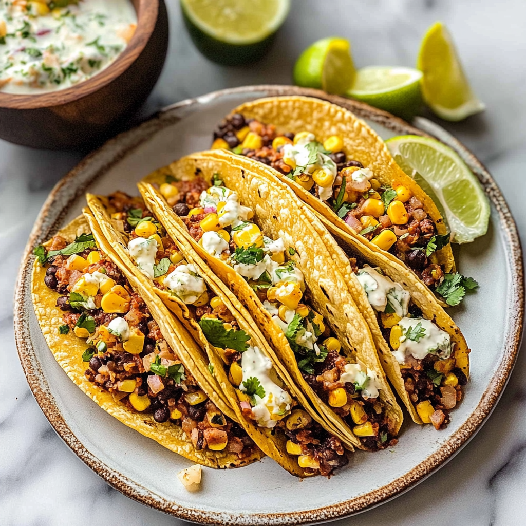 Recipe preparation for Black Bean & Corn Tacos with Radish