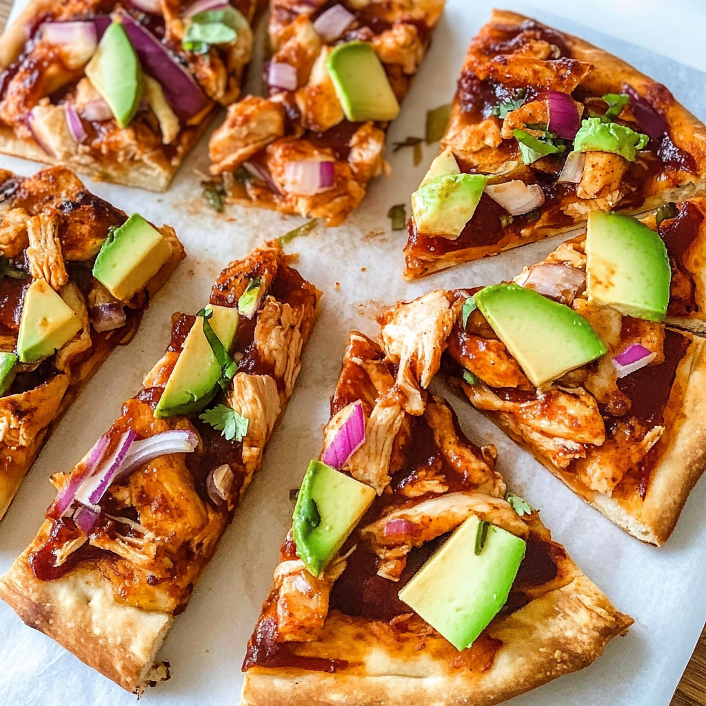 Recipe preparation for 30 minute bbq chicken flatbread pizza