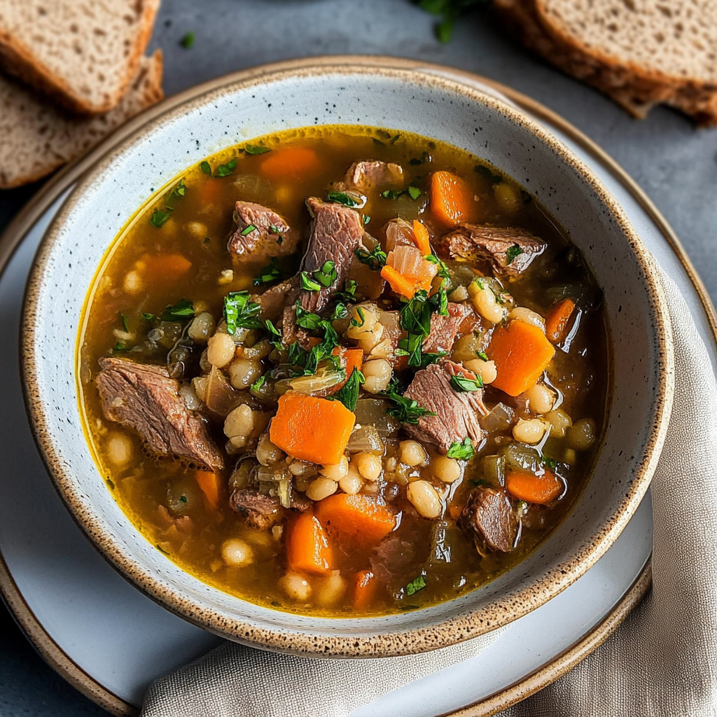 Recipe preparation for Slow Cooker Beef & Barley Soup