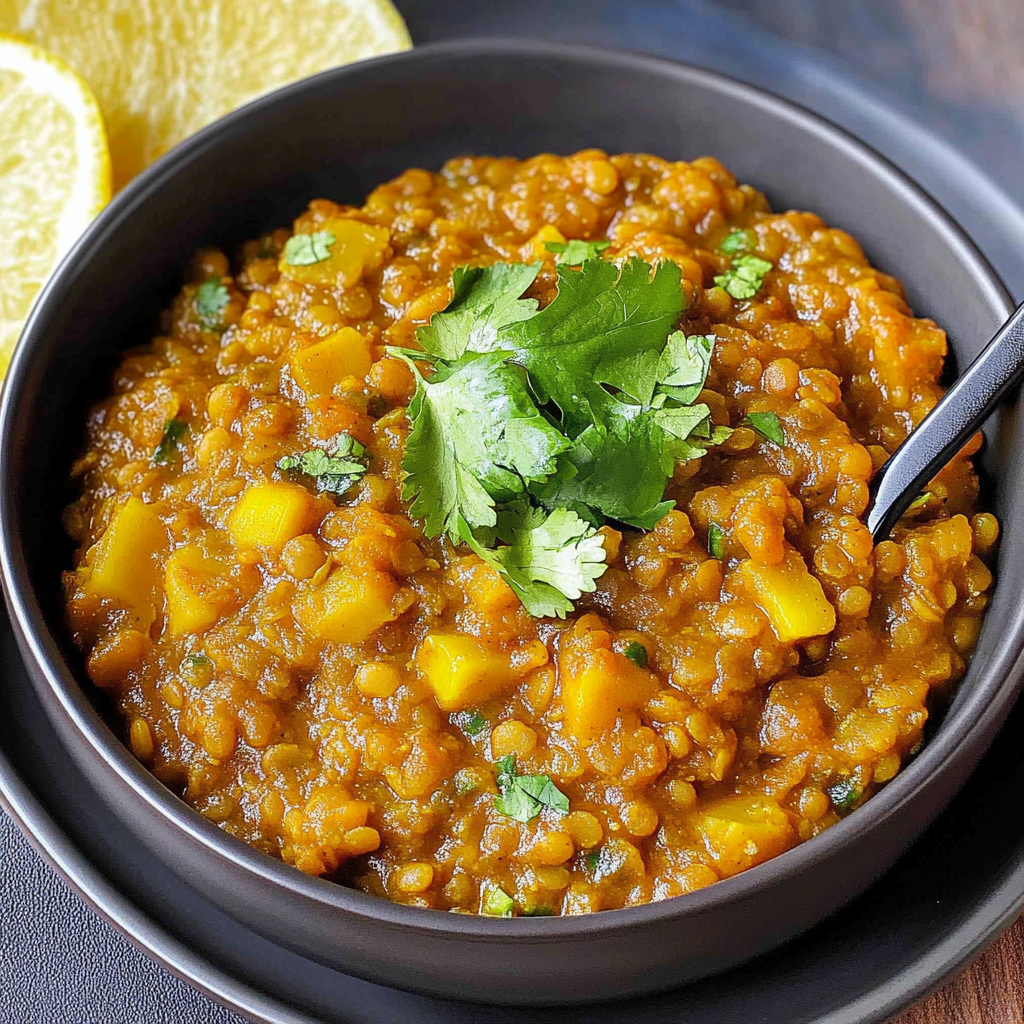 Recipe preparation for Slow Cooker Coconut Mango Lentil Curry
