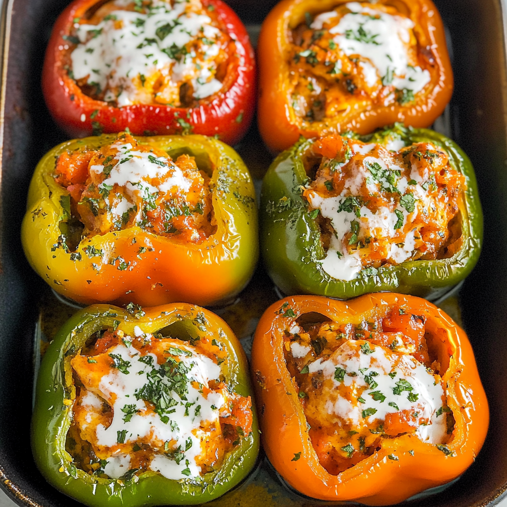 Recipe preparation for Instant Pot Salsa Chicken Stuffed Peppers