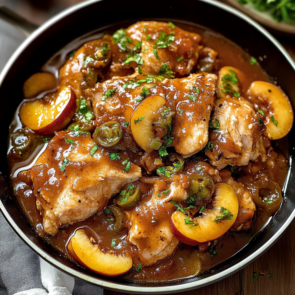 Recipe preparation for Slow Cooker Peach & Jalapeño Pulled Chicken