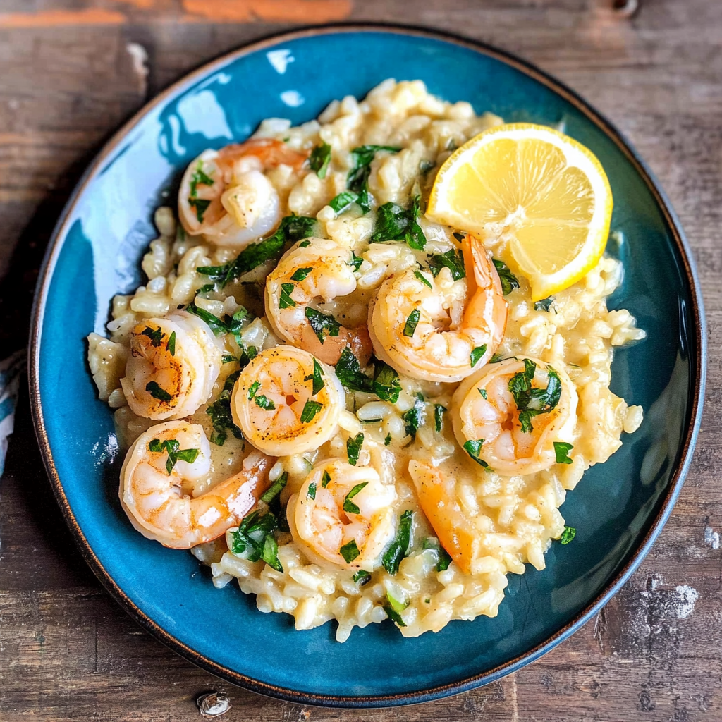 Recipe preparation for Instant Pot Lemon Butter Shrimp Risotto