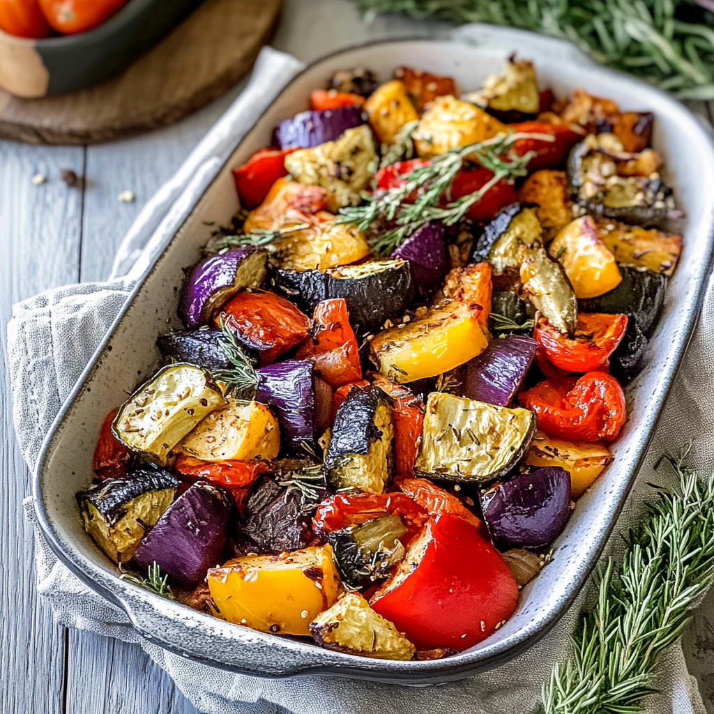 Recipe preparation for sheet pan mediterranean veggie bake