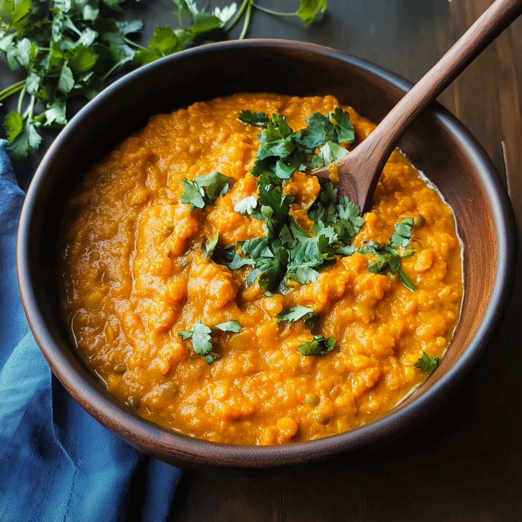 Recipe preparation for 30-Minute Spicy Lentil & Spinach Curry
