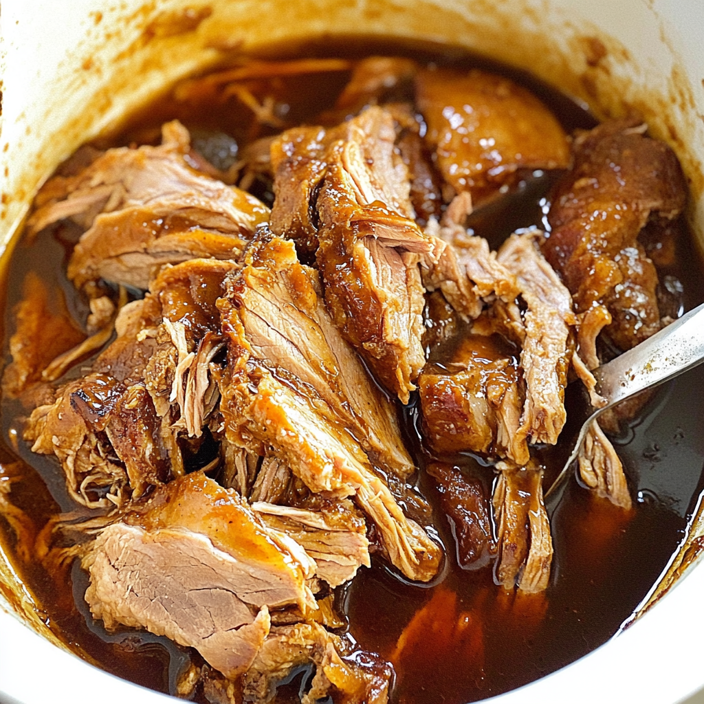Recipe preparation for Slow Cooker Apple Butter Pulled Pork