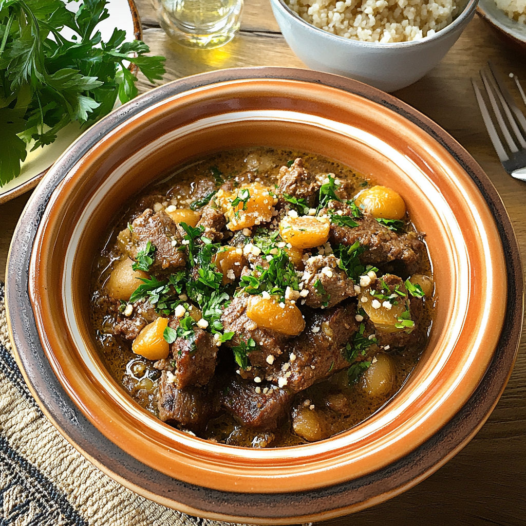 Recipe preparation for Slow Cooker Moroccan Lamb Tagine with Apricots