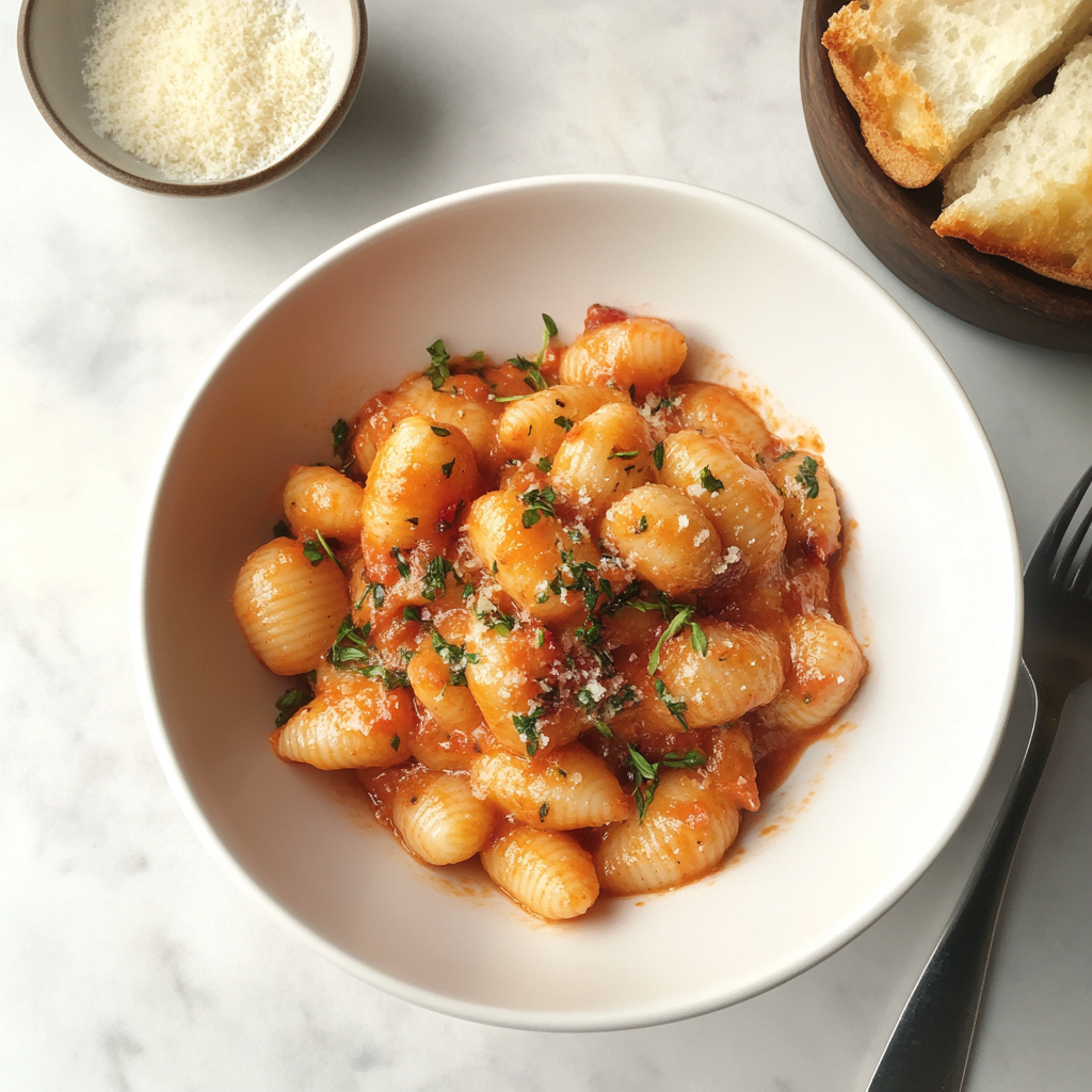 Recipe preparation for 30-Minute Creamy Roasted Red Pepper Gnocchi
