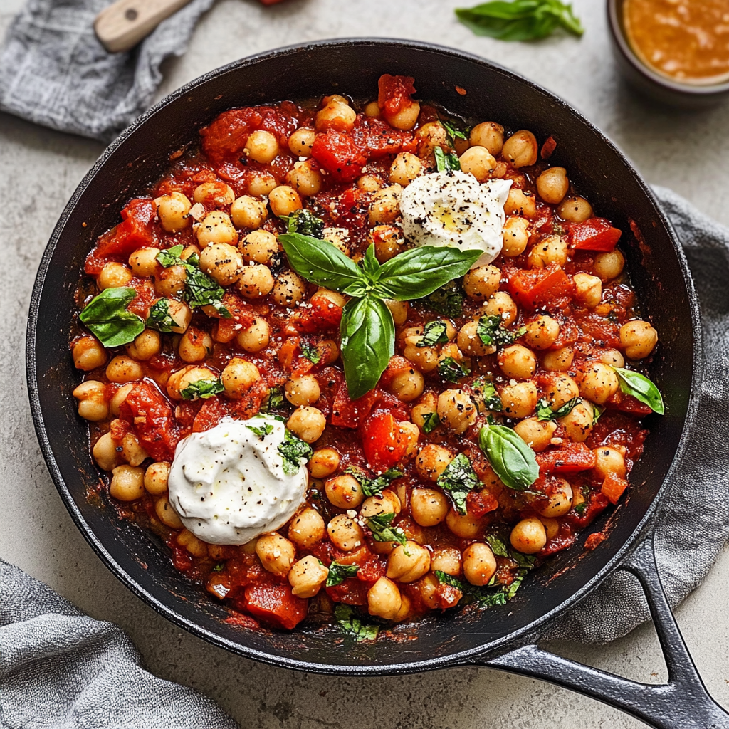 Recipe preparation for 30-Minute Mediterranean Chickpea Skillet