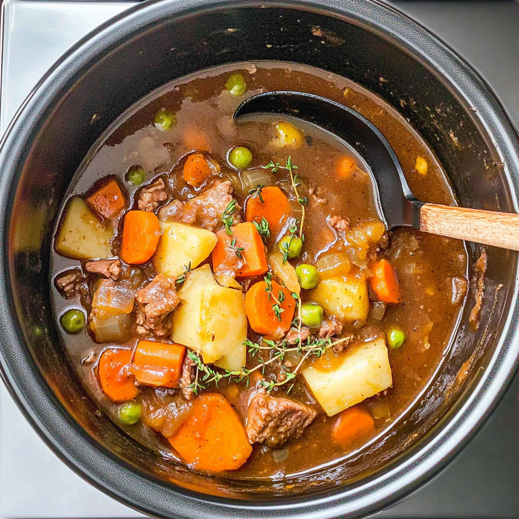 Recipe preparation for Slow Cooker Beef & Vegetable Stew
