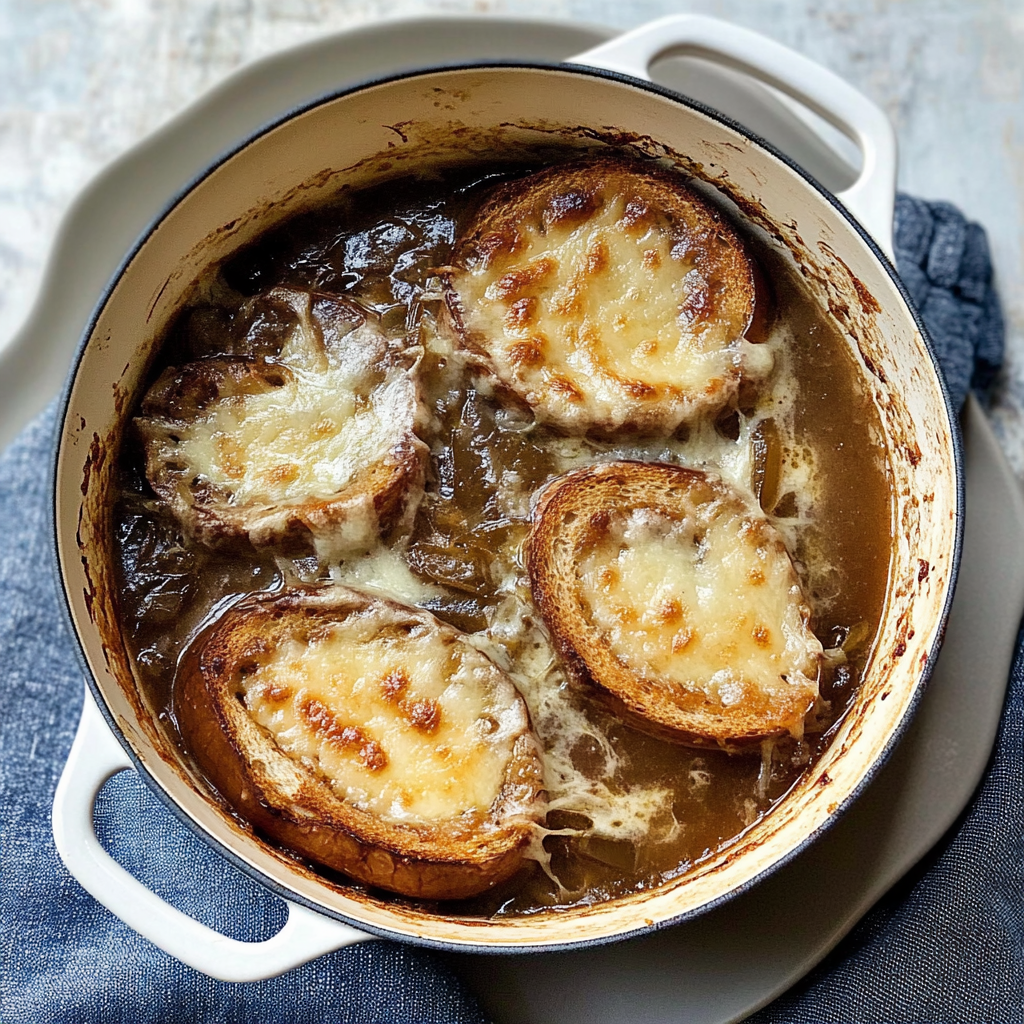 Recipe preparation for Slow Cooker French Onion Mushroom Soup