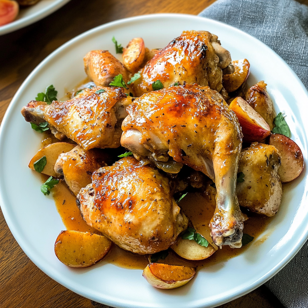 Recipe preparation for Sheet Pan Apple Cider Glazed Chicken Thighs