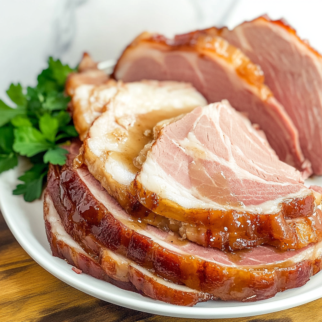 Recipe preparation for Slow Cooker Maple Brown Sugar Ham