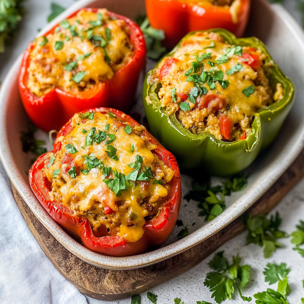 Recipe preparation for Instant Pot Stuffed Bell Peppers
