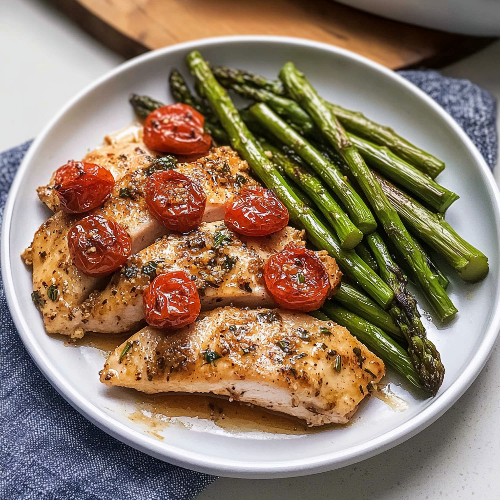 Recipe preparation for sheet Pan Balsamic Chicken and Asparagus